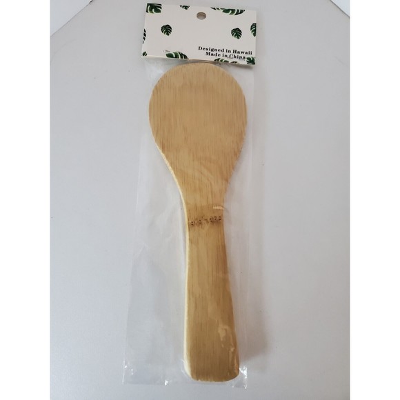 New Aloha Elements 8 Inch Bamboo Rice Paddle Hawaii Pineapple Carved - Picture 2 of 5